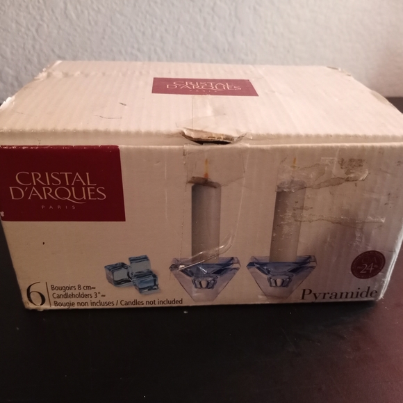 Cristal D'Arques France Lead Crystal Pyramide Candle Holders New In Box Set of 6 - Picture 1 of 4